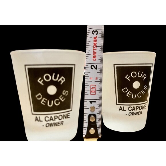 Pair Four Deuces Al Capone Frosted Shot Glasses 1 Oz. (2) - Picture 3 of 3